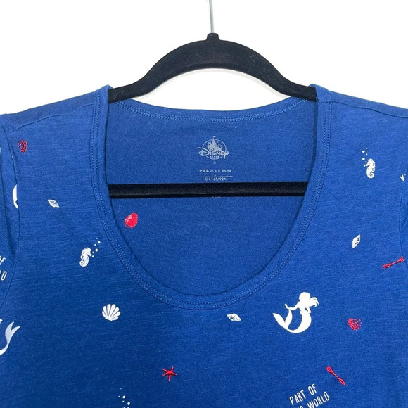 Disney The Little Mermaid Navy Blue Short Sleeve Graphic Tee Small Women’s - Picture 2 of 10